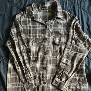 Denim & Flower Brown and White Casual Button Down Shirt